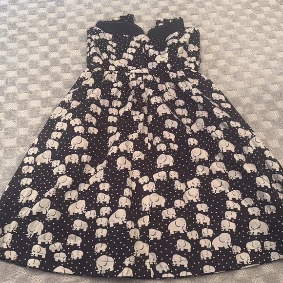 Anthropologie Circ-A-Line elephant strapless dress Black & White No Belt Size 8 - Picture 4 of 8
